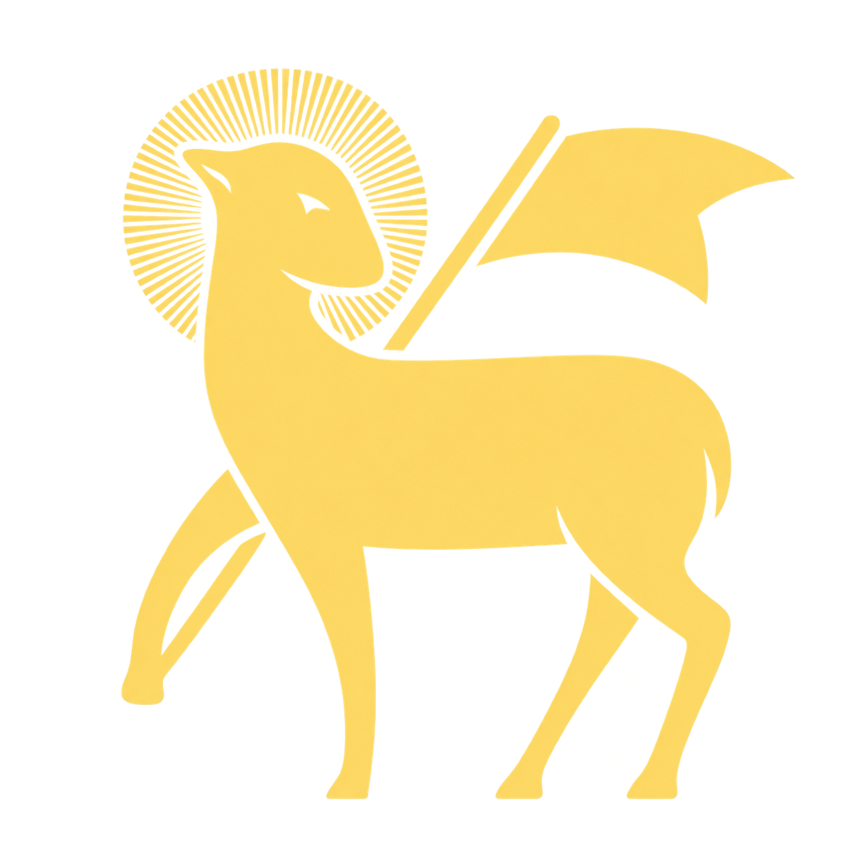 The Lamb bearing a banner, encircled by a radiant halo